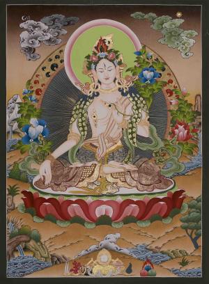 White Tara Thangka | Healing Deity | Goddess of Compassion | Guardian of Wisdom